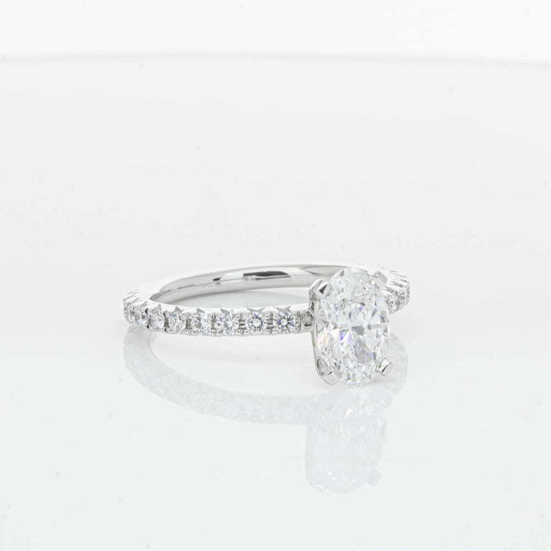 18ct White Gold 1.01ct Oval Cut Diamond Comet Ring-Ring-Walker & Hall