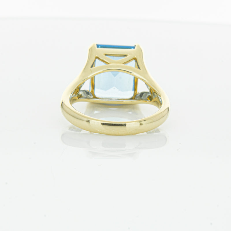 14ct Yellow Gold Blue Topaz Verona Ring-Ring-Walker & Hall