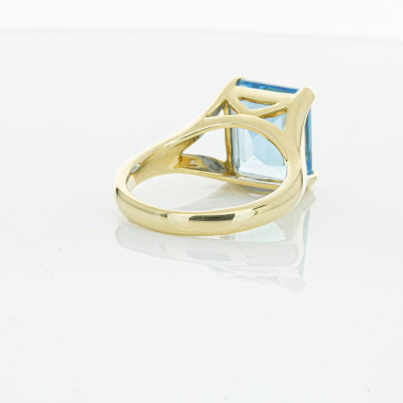 14ct Yellow Gold Blue Topaz Verona Ring-Ring-Walker & Hall