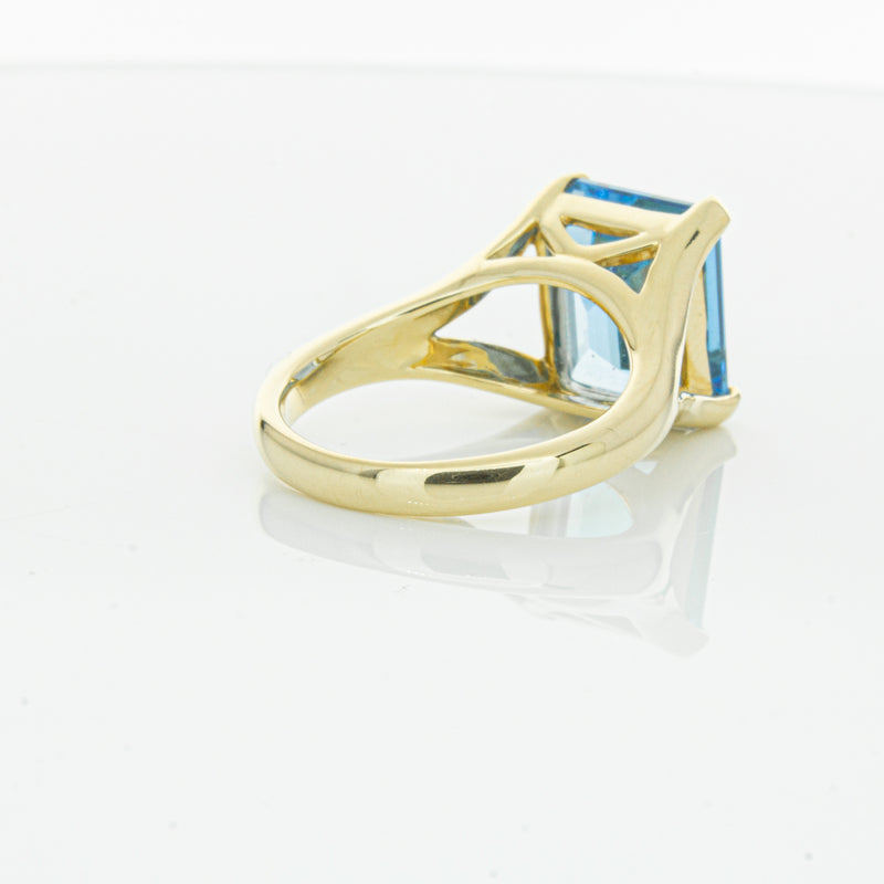 14ct Yellow Gold Blue Topaz Verona Ring-Ring-Walker & Hall