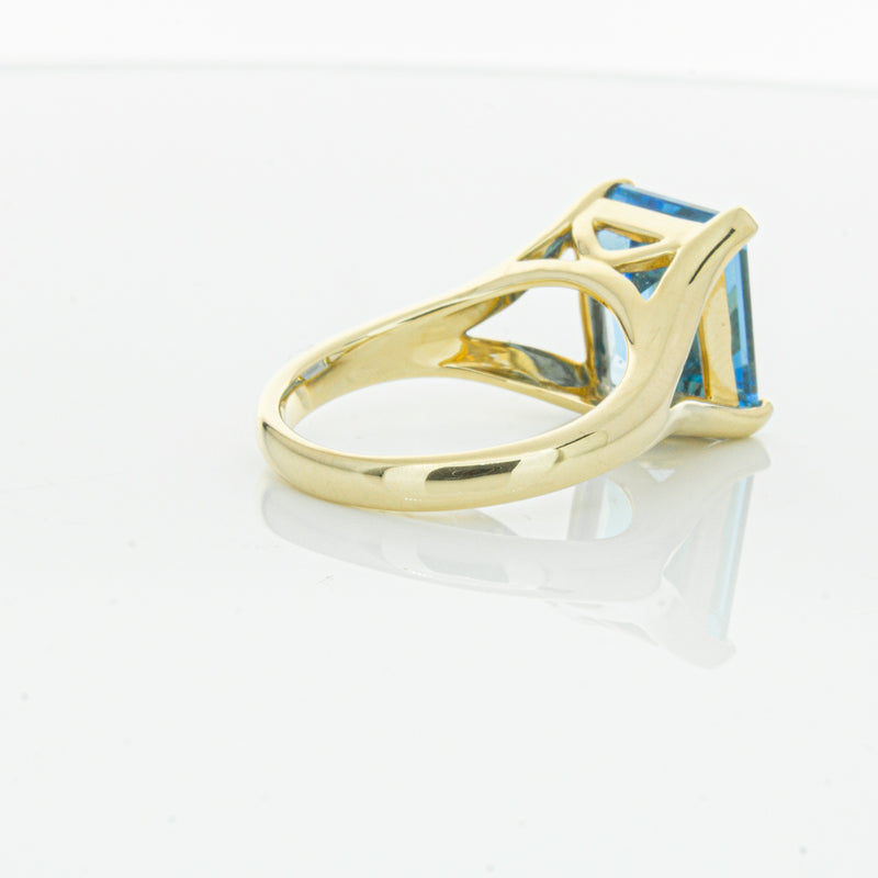 14ct Yellow Gold Blue Topaz Verona Ring-Ring-Walker & Hall