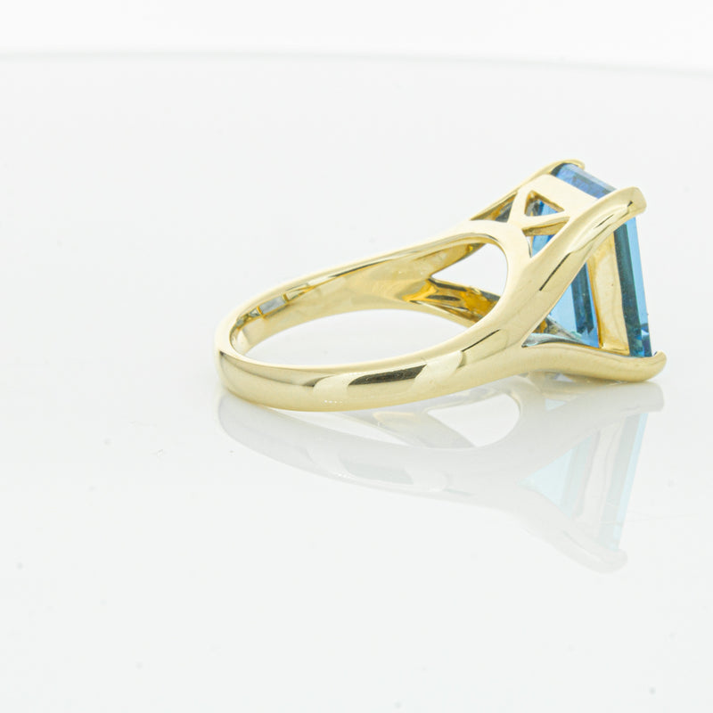 14ct Yellow Gold Blue Topaz Verona Ring-Ring-Walker & Hall