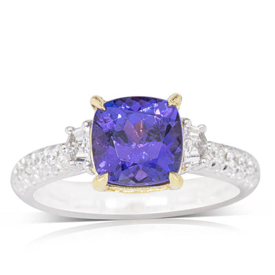 18ct White Gold 2.07ct Tanzanite & Diamond Ring - Walker & Hall