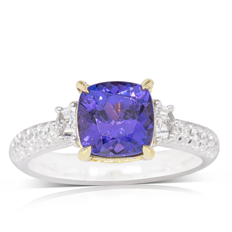 18ct White Gold 2.07ct Tanzanite & Diamond Ring - Walker & Hall