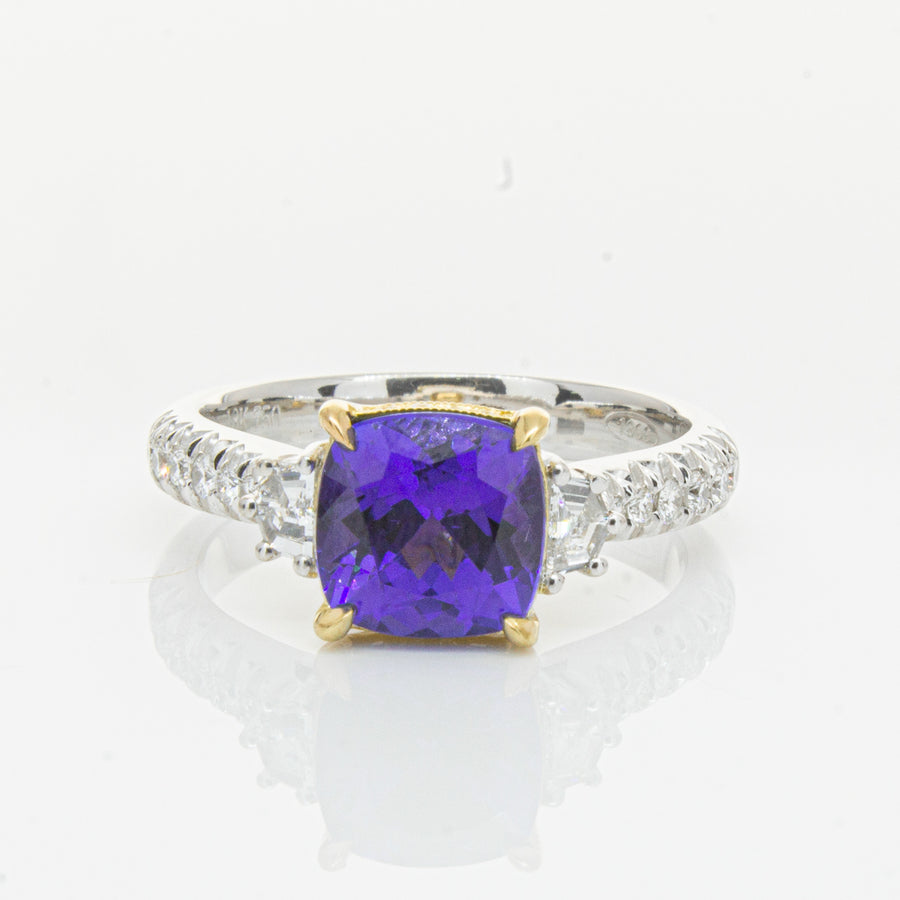 18ct White Gold 2.07ct Tanzanite & Diamond Ring - Walker & Hall