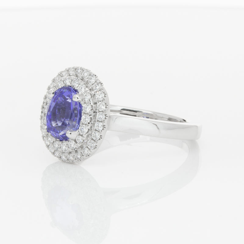 18ct White Gold 1.58ct Sapphire & Diamond Ring-Ring-Walker & Hall