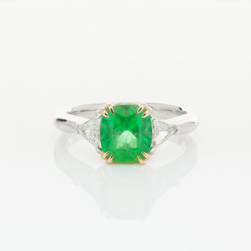18ct White & Yellow Gold 1.78ct Emerald & Diamond Ring-Ring-Walker & Hall