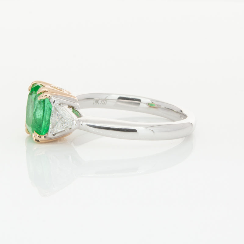 18ct White & Yellow Gold 1.78ct Emerald & Diamond Ring-Ring-Walker & Hall