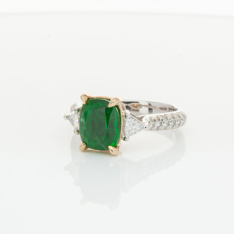 18ct White & Yellow Gold 2.67ct Emerald & Diamond Ring-Ring-Walker & Hall
