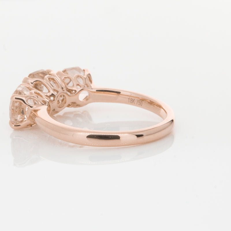 18ct Rose Gold Three Stone Morganite Octavia Ring-Ring-Walker & Hall