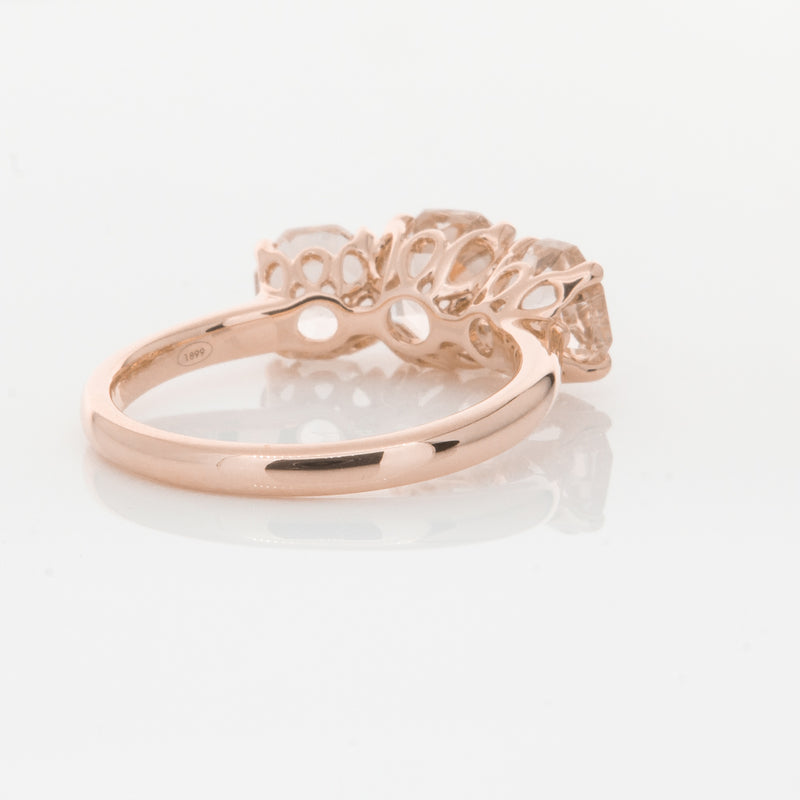 18ct Rose Gold Three Stone Morganite Octavia Ring-Ring-Walker & Hall