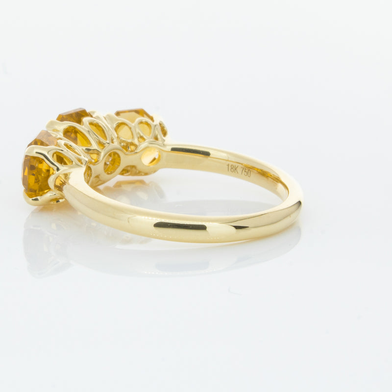 18ct Yellow Gold Three Stone Citrine Octavia Ring-Ring-Walker & Hall