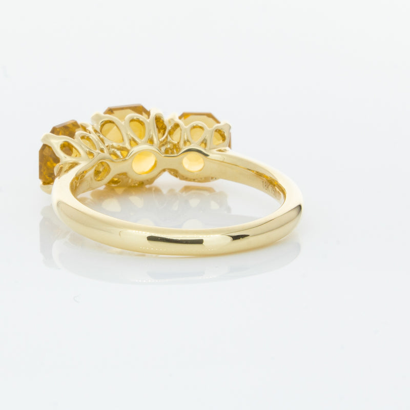 18ct Yellow Gold Three Stone Citrine Octavia Ring-Ring-Walker & Hall