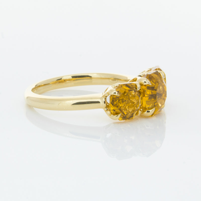 18ct Yellow Gold Three Stone Citrine Octavia Ring-Ring-Walker & Hall