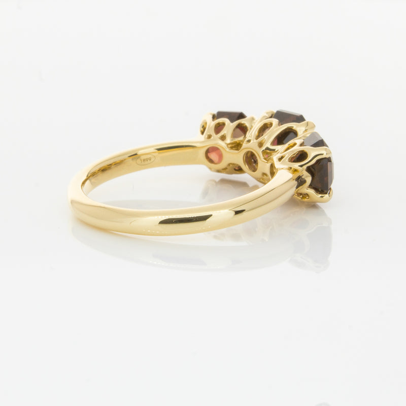 18ct Yellow Gold Three Stone Garnet Octavia Ring-Ring-Walker & Hall
