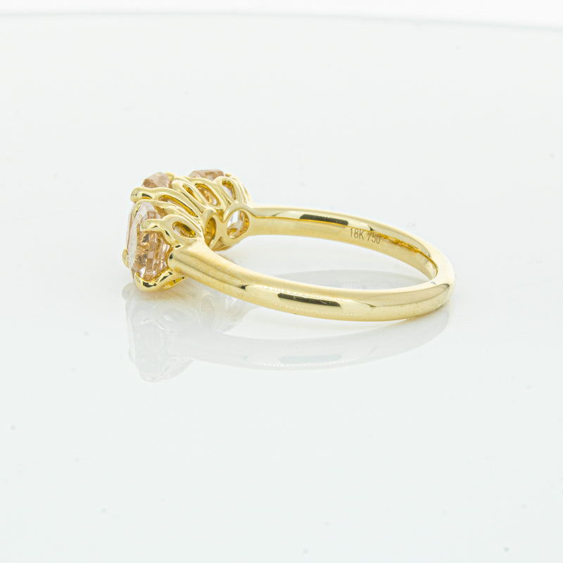 18ct Yellow Gold Three Stone Morganite Octavia Ring-Ring-Walker & Hall