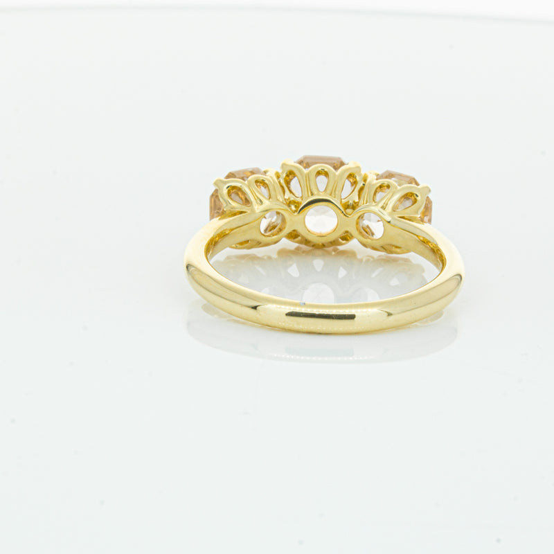 18ct Yellow Gold Three Stone Morganite Octavia Ring-Ring-Walker & Hall