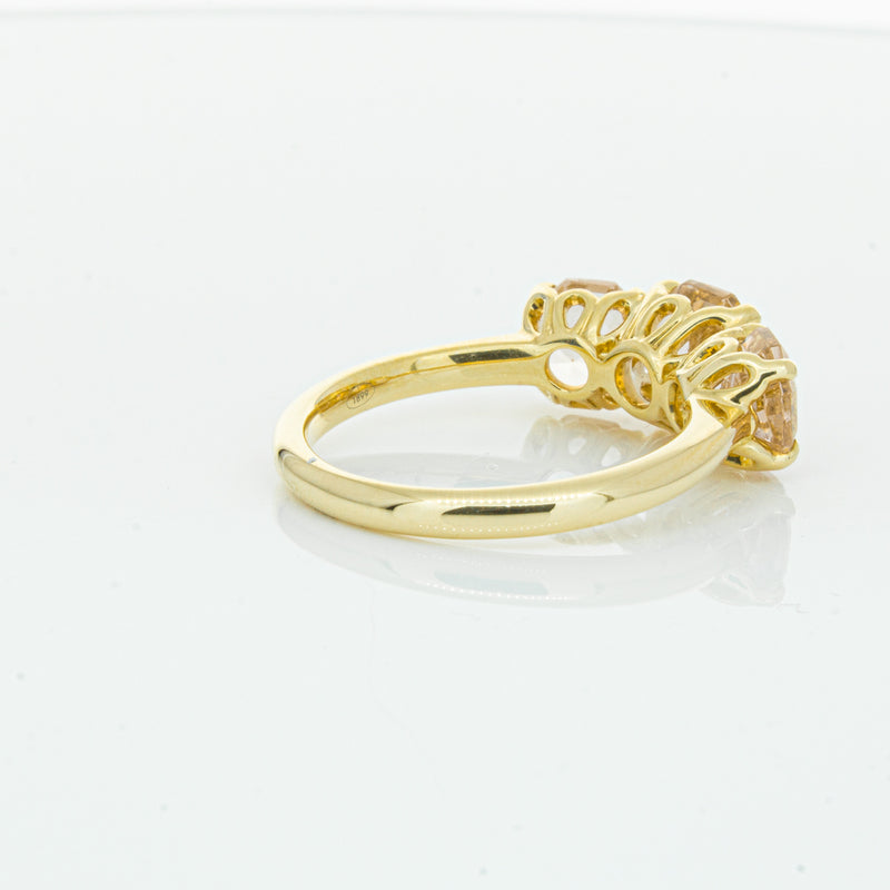 18ct Yellow Gold Three Stone Morganite Octavia Ring-Ring-Walker & Hall