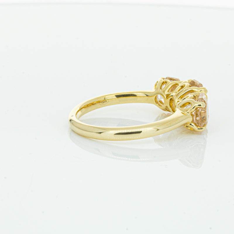 18ct Yellow Gold Three Stone Morganite Octavia Ring-Ring-Walker & Hall
