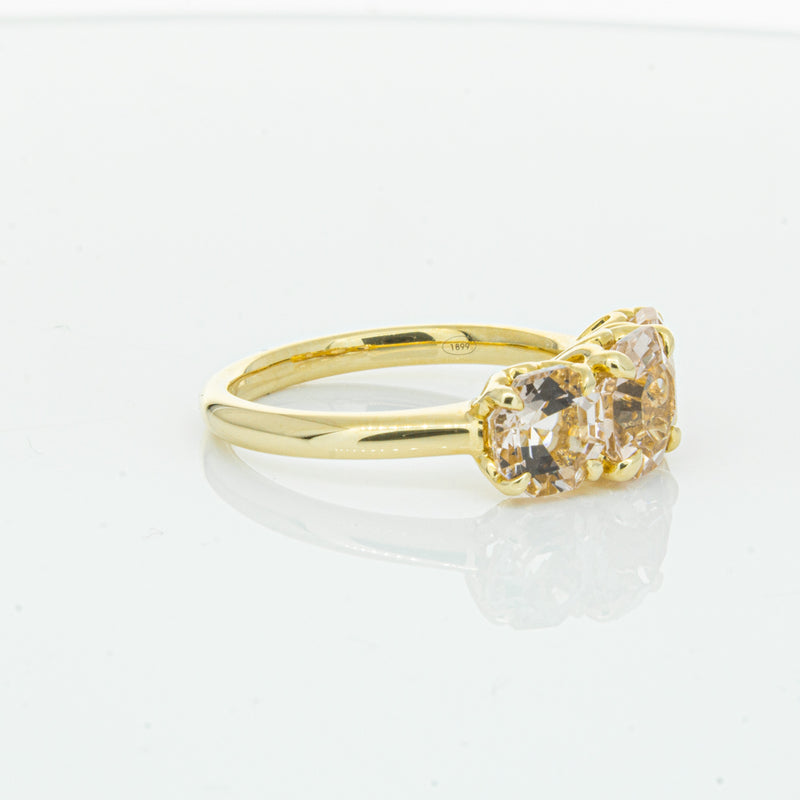 18ct Yellow Gold Three Stone Morganite Octavia Ring-Ring-Walker & Hall