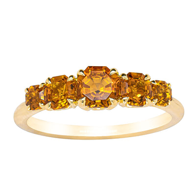 18ct Yellow Gold Five Stone Citrine Octavia Ring-Ring-Walker & Hall