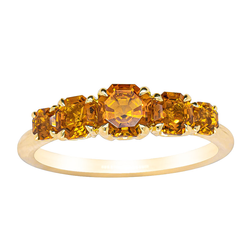 18ct Yellow Gold Five Stone Citrine Octavia Ring-Ring-Walker & Hall