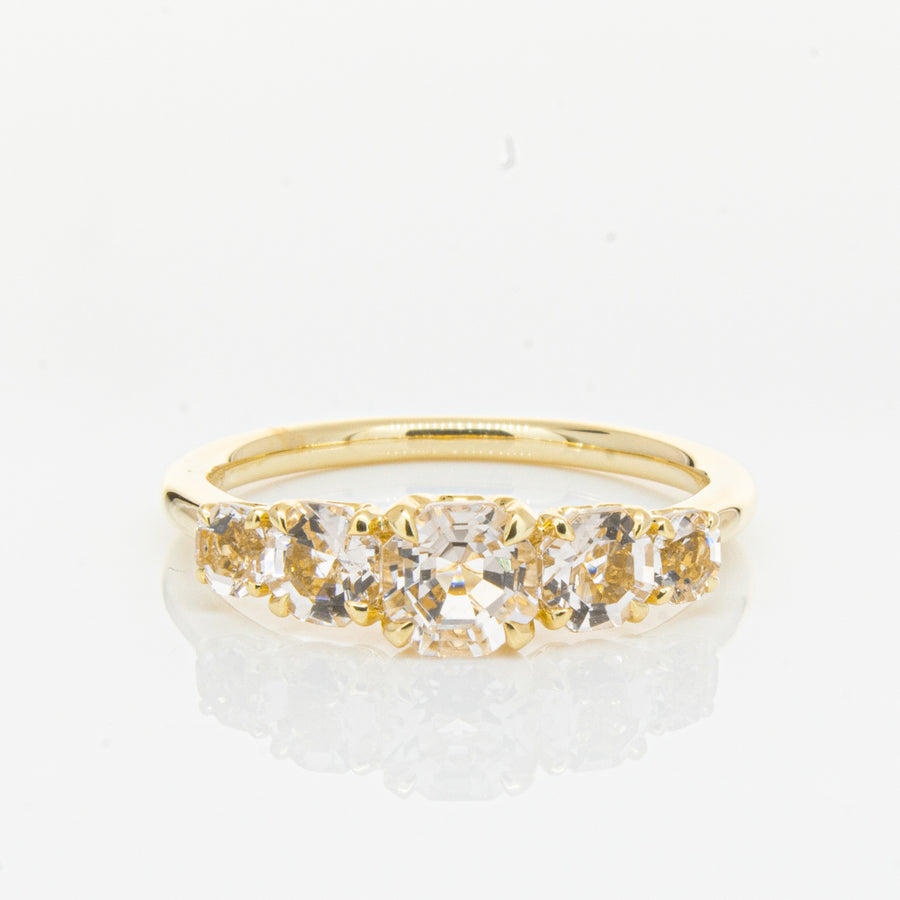 18ct Yellow Gold Five Stone Morganite Octavia Ring-Ring-Walker & Hall