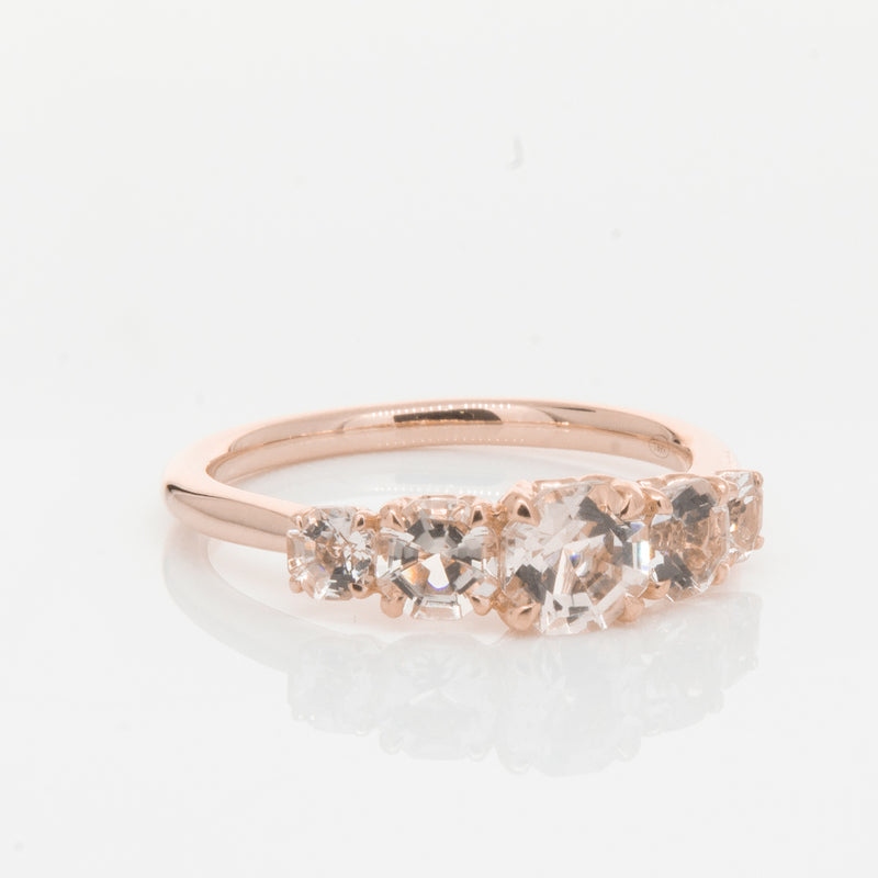 18ct Rose Gold Five Stone Morganite Octavia Ring-Ring-Walker & Hall