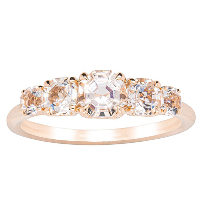 18ct Rose Gold Five Stone Morganite Octavia Ring-Ring-Walker & Hall