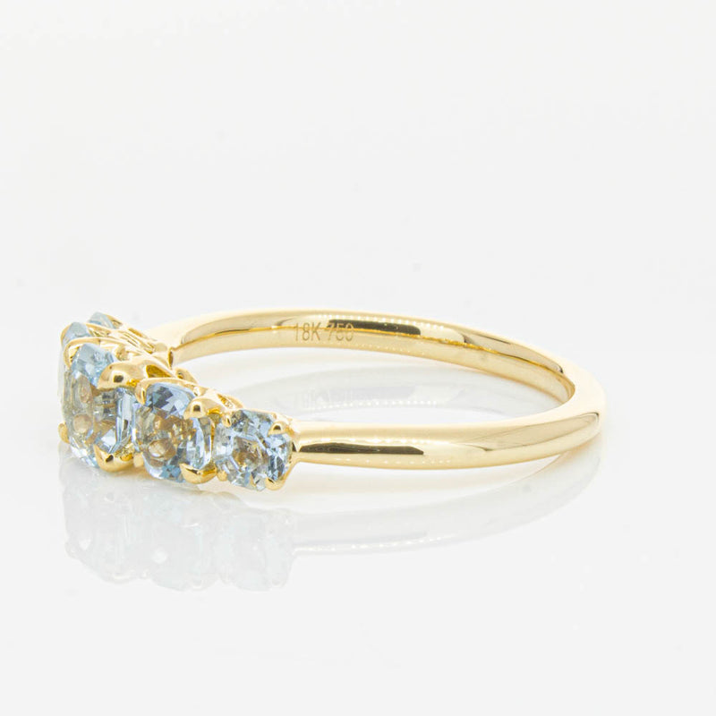 18ct Yellow Gold Five Stone Aquamarine Octavia Ring-Ring-Walker & Hall
