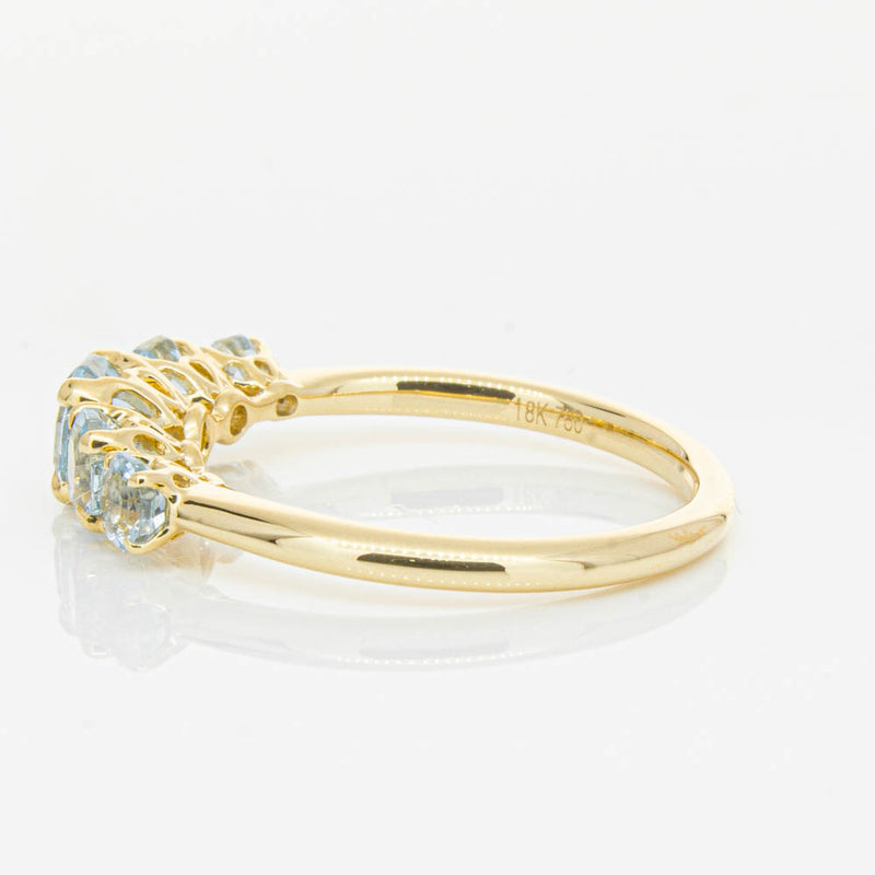 18ct Yellow Gold Five Stone Aquamarine Octavia Ring-Ring-Walker & Hall