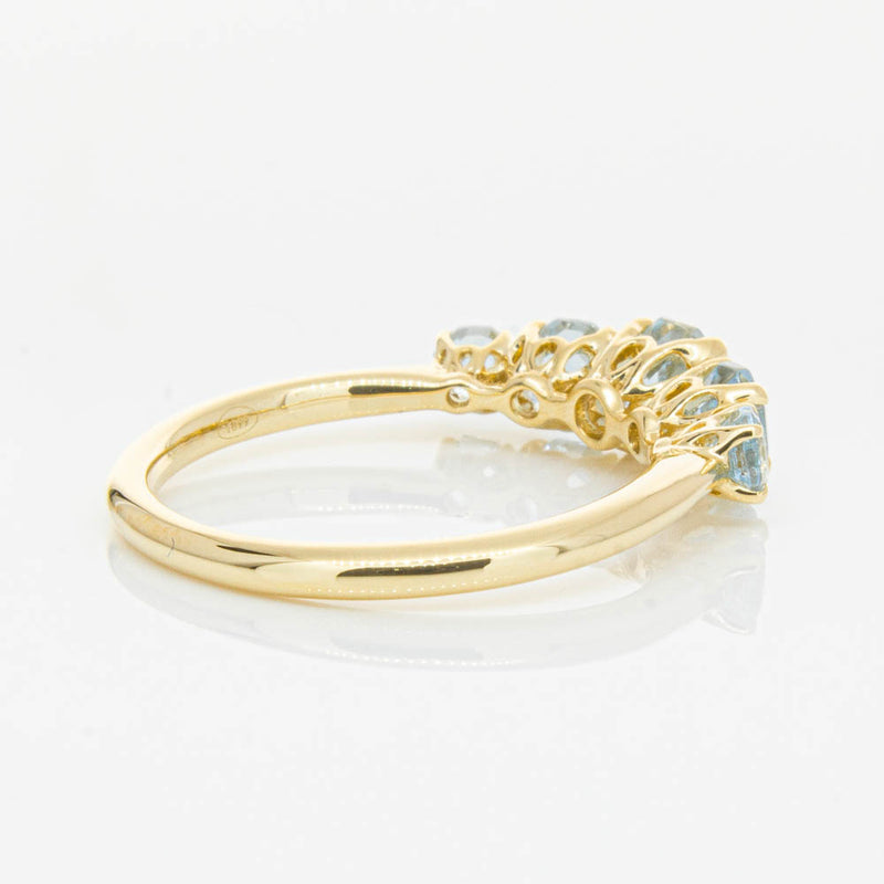 18ct Yellow Gold Five Stone Aquamarine Octavia Ring-Ring-Walker & Hall