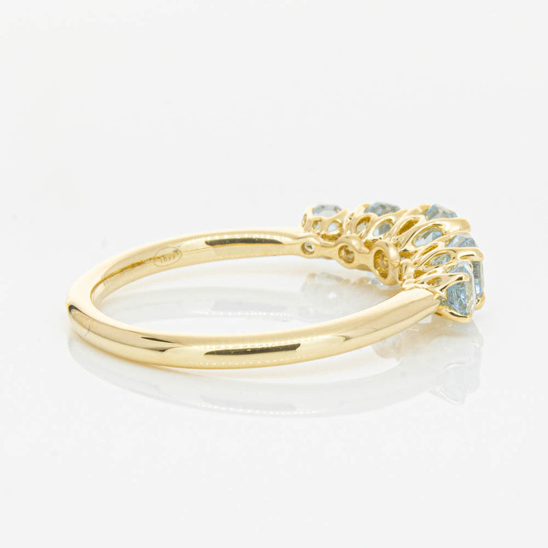 18ct Yellow Gold Five Stone Aquamarine Octavia Ring-Ring-Walker & Hall