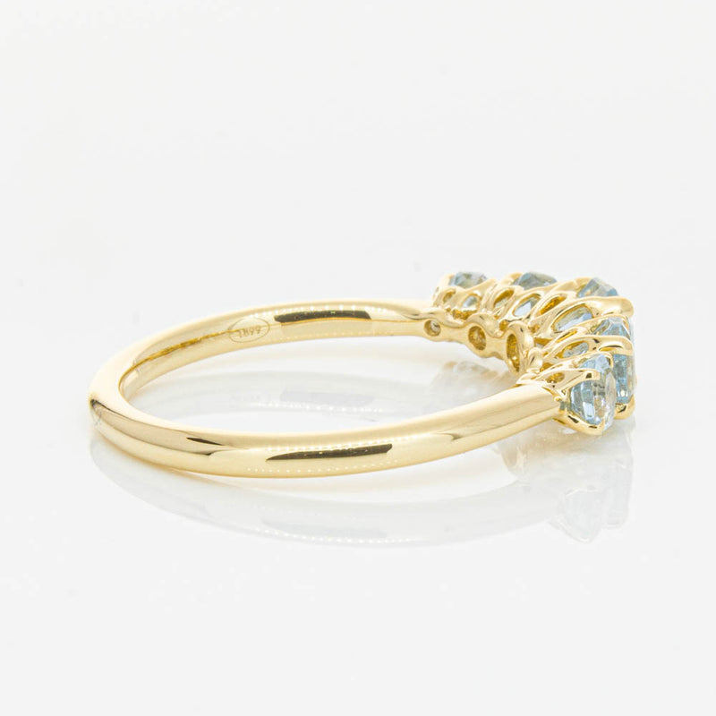 18ct Yellow Gold Five Stone Aquamarine Octavia Ring-Ring-Walker & Hall