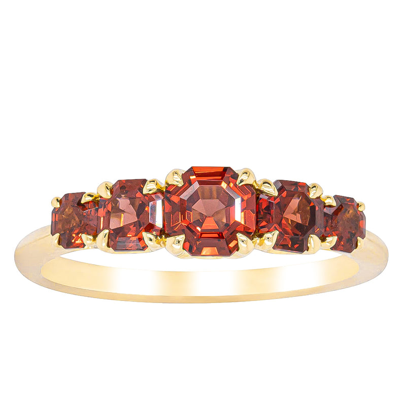 18ct Yellow Gold Five Stone Garnet Octavia Ring-Ring-Walker & Hall