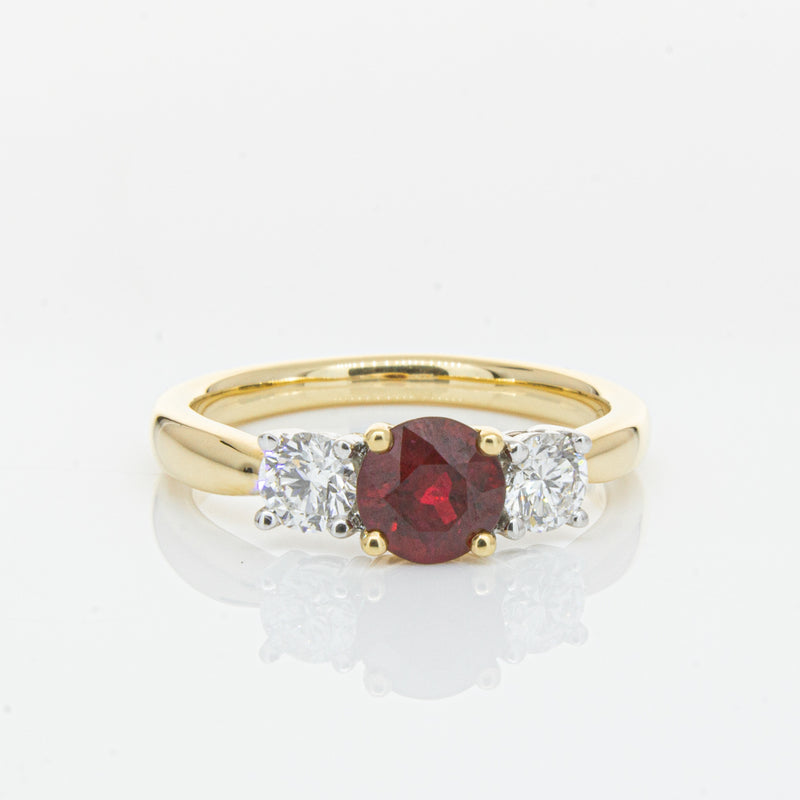 18ct Yellow Gold 1.00ct Ruby & Diamond Ring-Ring-Walker & Hall