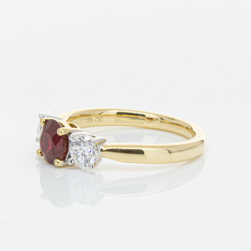 18ct Yellow Gold 1.00ct Ruby & Diamond Ring-Ring-Walker & Hall
