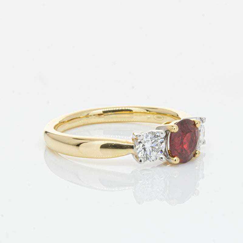 18ct Yellow Gold 1.00ct Ruby & Diamond Ring-Ring-Walker & Hall