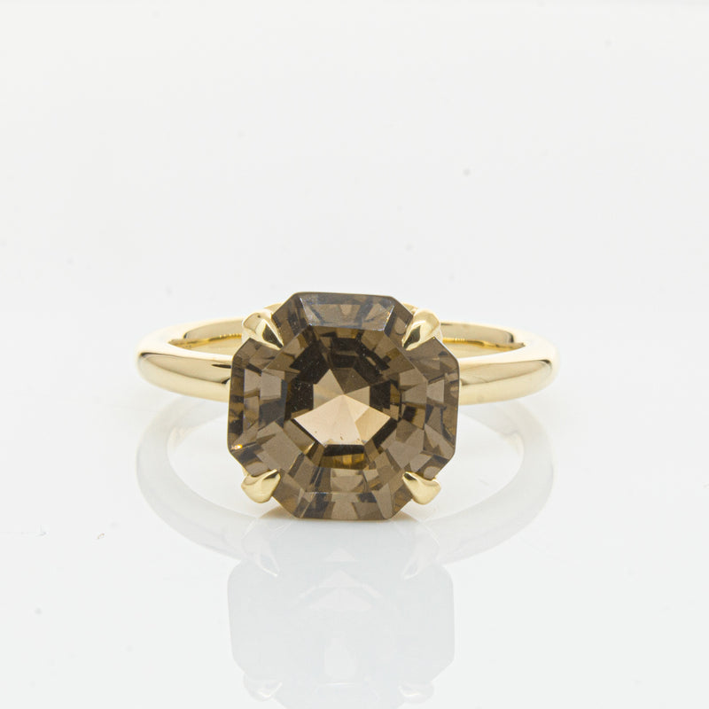 18ct Yellow Gold Smoky Quartz Octavia Ring-Ring-Walker & Hall