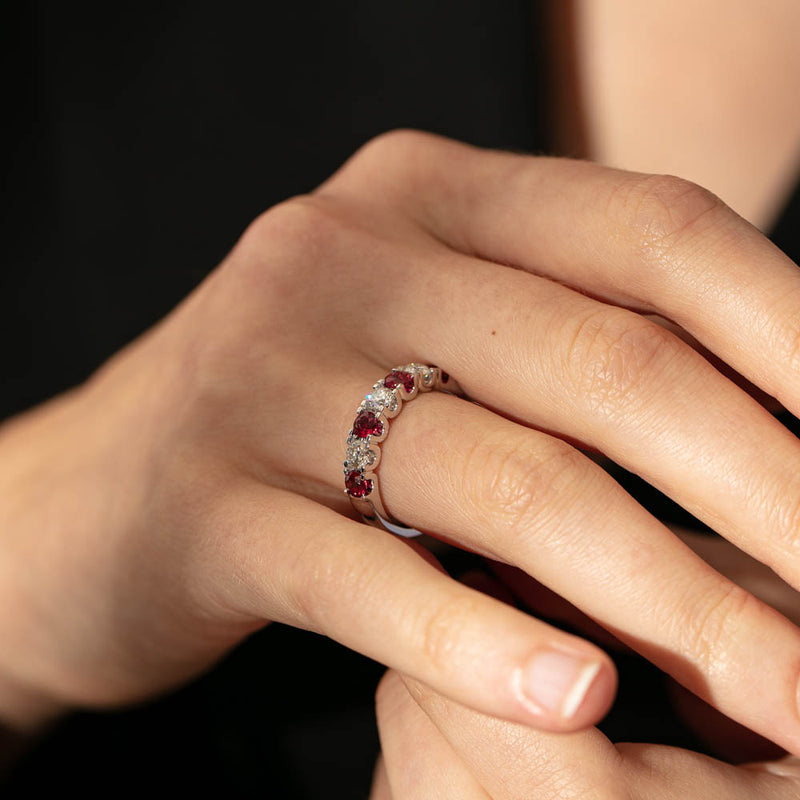 18ct White Gold .79ct Ruby & Diamond Rialto Ring-Ring-Walker & Hall