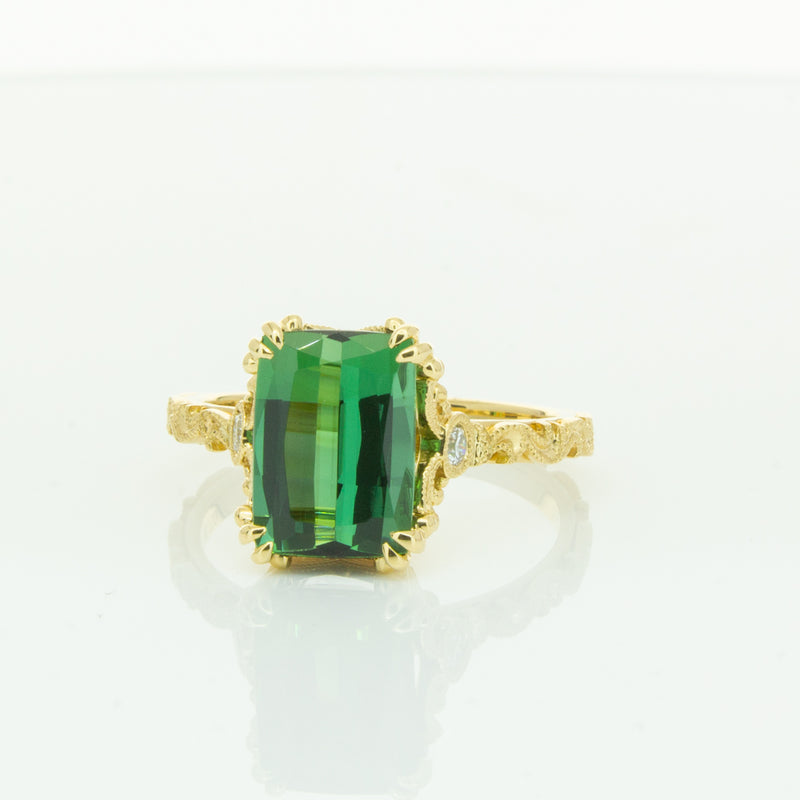 18ct Yellow Gold Tourmaline & Diamond Romanov Ring-Ring-Walker & Hall