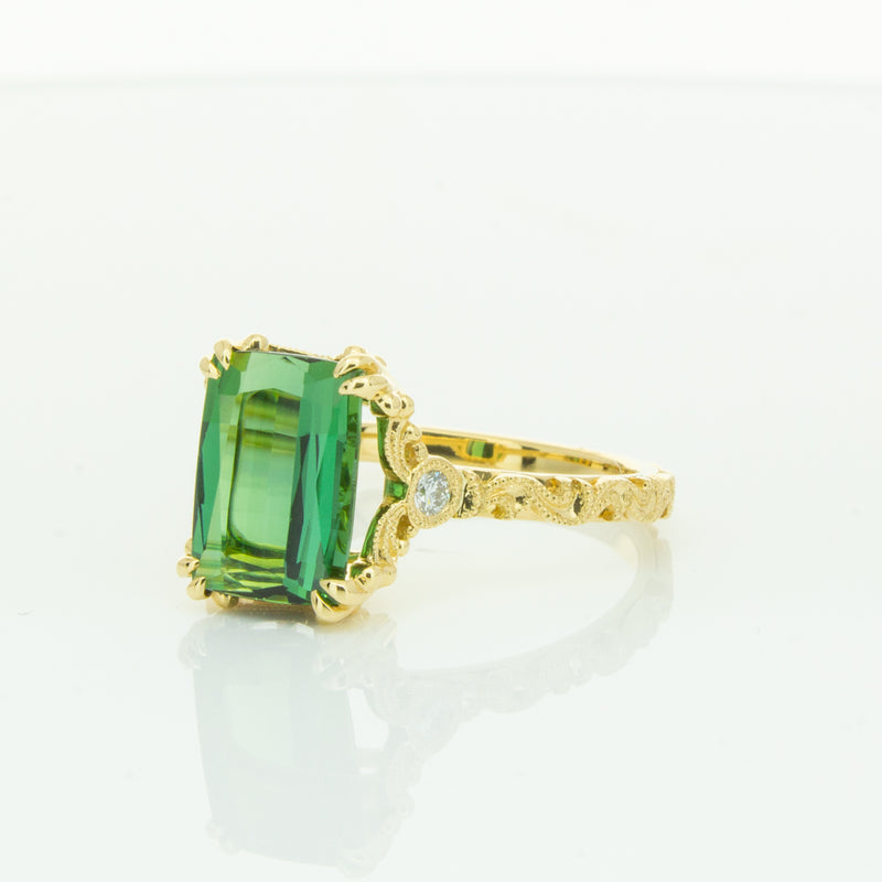 18ct Yellow Gold Tourmaline & Diamond Romanov Ring-Ring-Walker & Hall