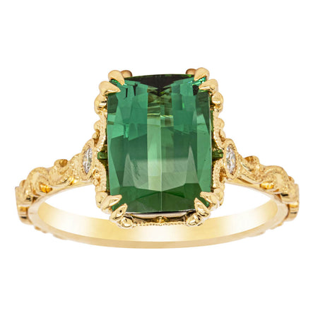 18ct Yellow Gold Tourmaline & Diamond Romanov Ring-Ring-Walker & Hall