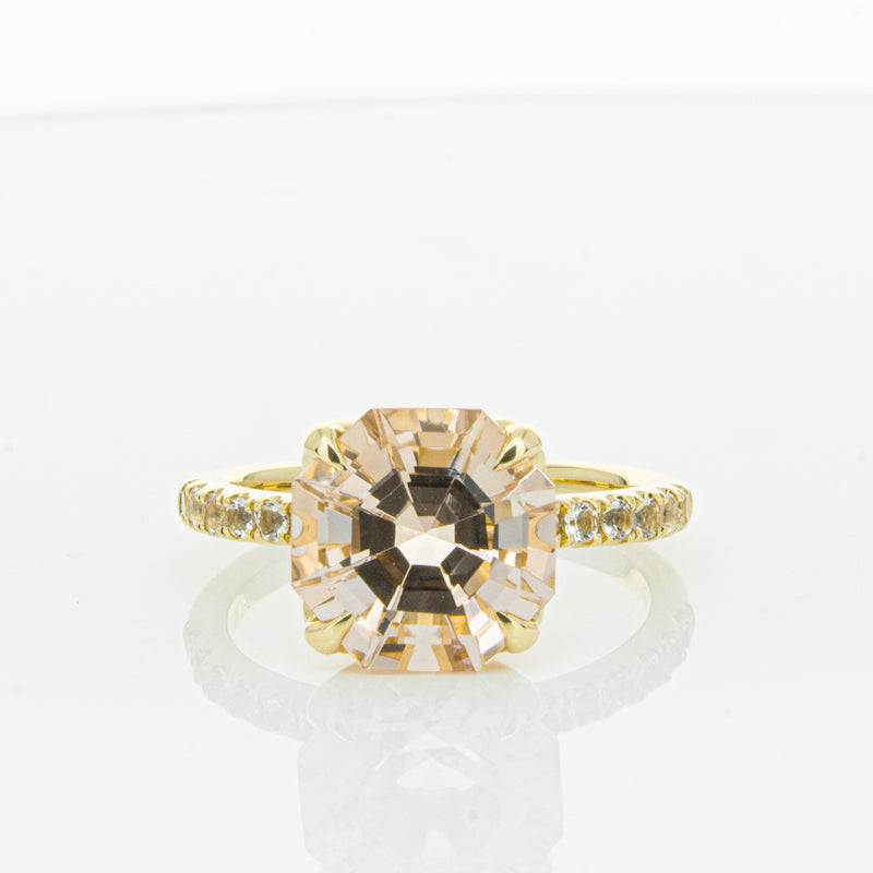 18ct Yellow Gold Morganite Octavus Ring-Ring-Walker & Hall