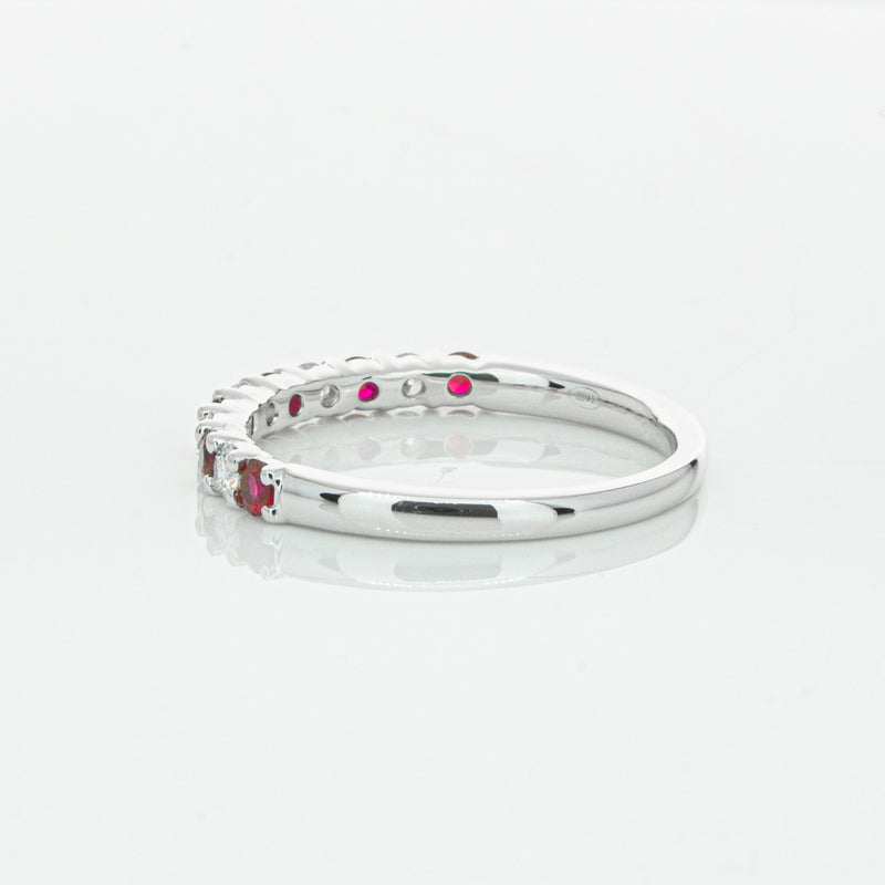 18ct White Gold Ruby & Diamond Panorama Band-Ring-Walker & Hall