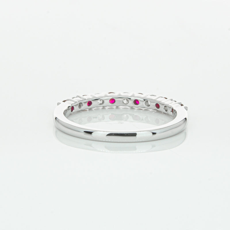 18ct White Gold Ruby & Diamond Panorama Band-Ring-Walker & Hall