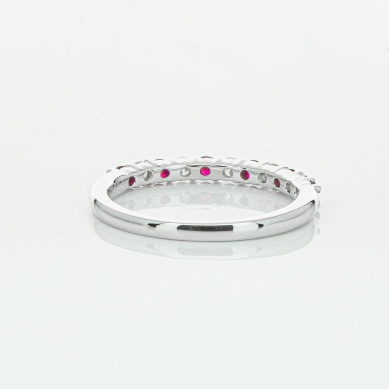 18ct White Gold Ruby & Diamond Panorama Band-Ring-Walker & Hall