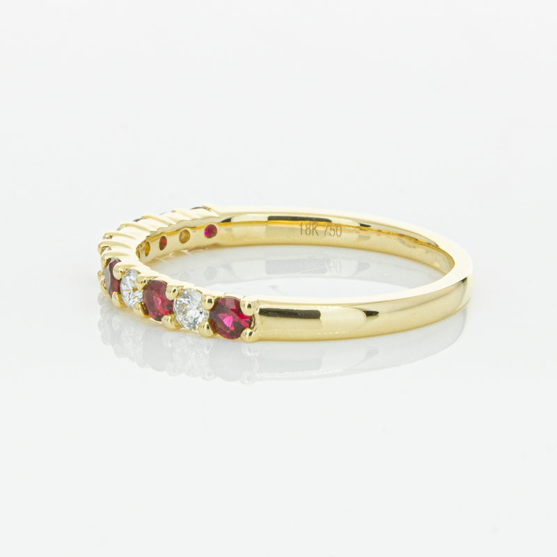 18ct Yellow Gold Ruby & Diamond Panorama Band-Ring-Walker & Hall