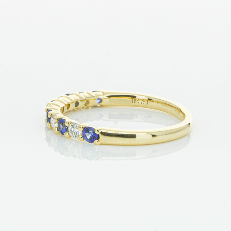 18ct Yellow Gold Sapphire & Diamond Panorama Band-Ring-Walker & Hall