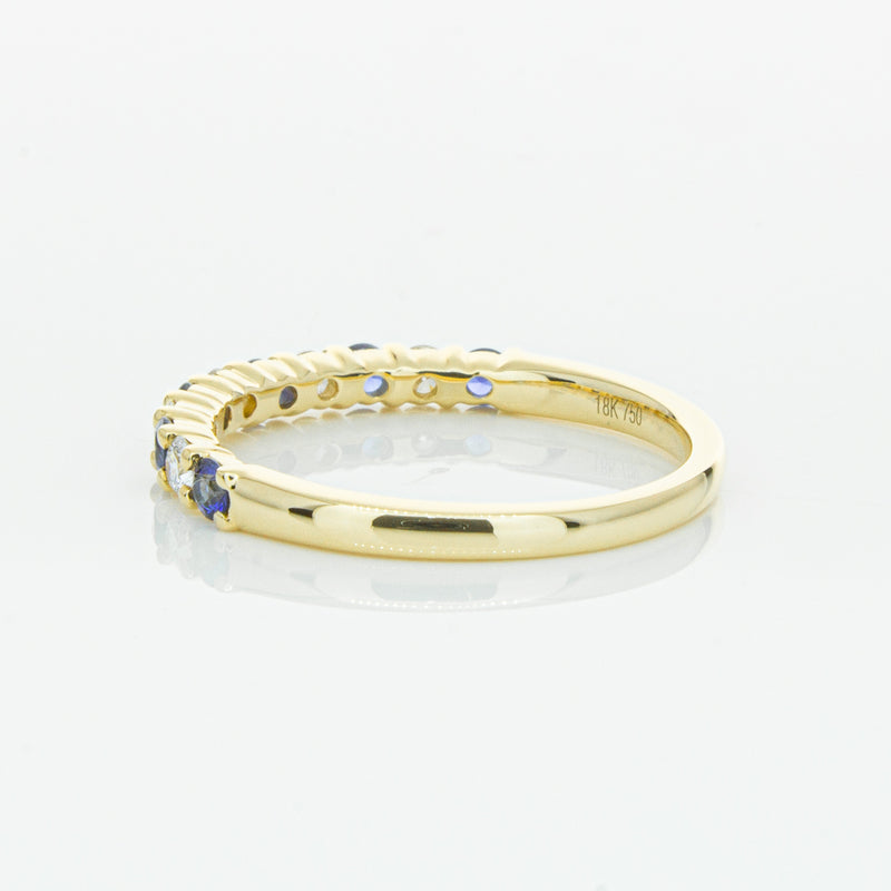 18ct Yellow Gold Sapphire & Diamond Panorama Band-Ring-Walker & Hall